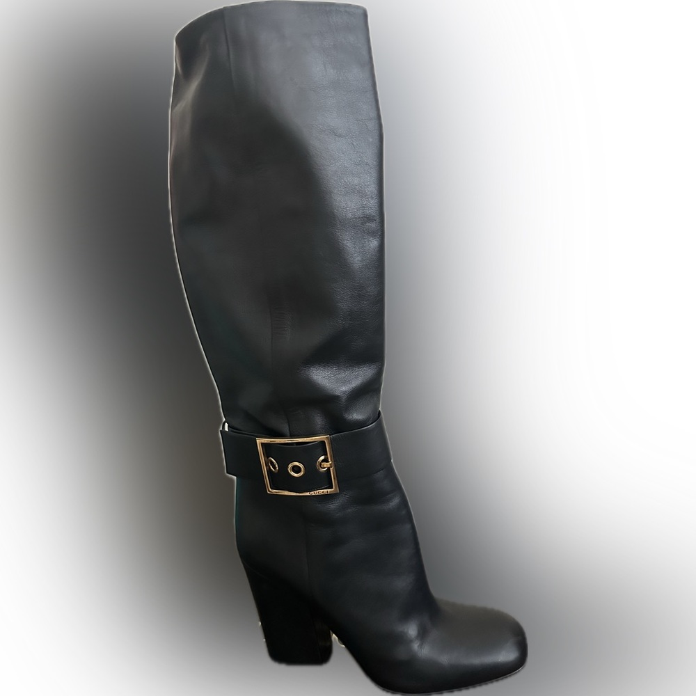 GUCCI LEATHER KESHA KNEE HIGH BOOTS - Picture 1 of 4
